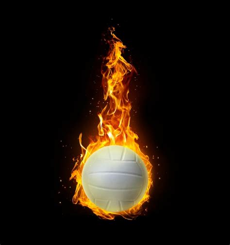 Premium Photo | Volleyball on fire on black background