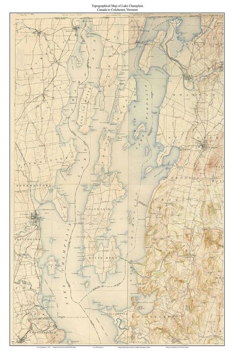 Map of Lake Champlain USGS Early 1900