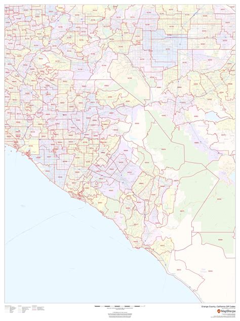 Buy Orange County, California Zip Codes - 36" x 48" Laminated Wall Map ...