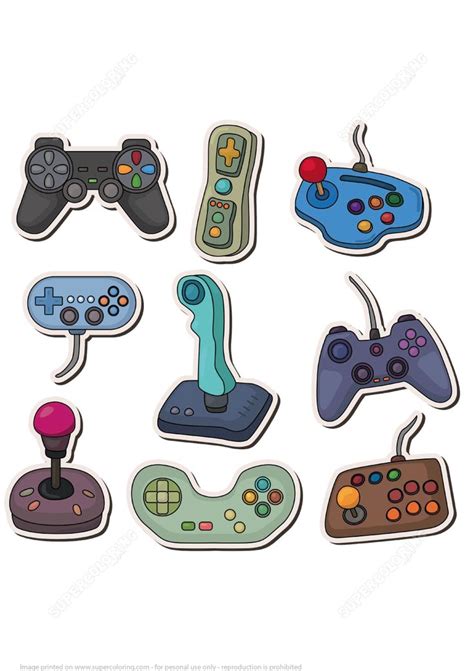 various game controllers stickers on a white background