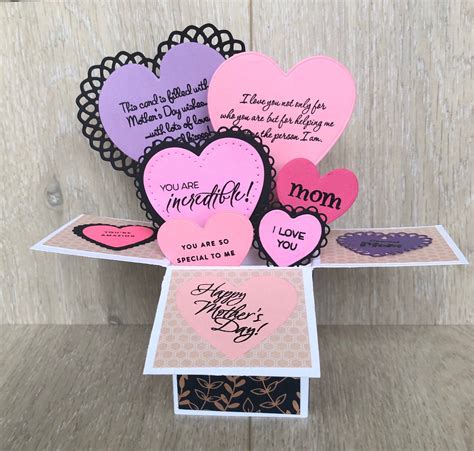 Mothers Day pop up card handmade Mothers Day card Heart pop | Etsy | Heart pop up card, Happy ...