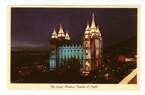 UT - Salt Lake City. Mormon Temple at Night | United States - Utah - Salt Lake City, Postcard ...