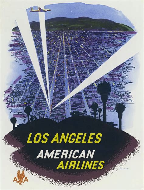 transpress nz: American Airlines poster, Los Angeles, 1950s