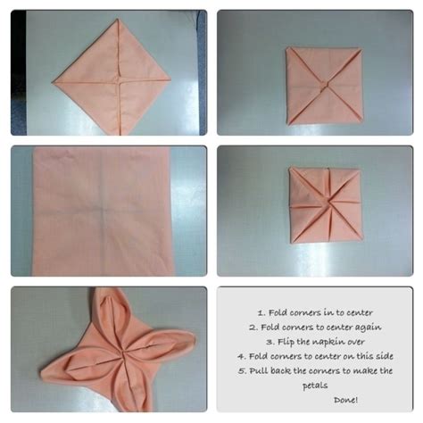 Flower napkin fold with instructions | Work Ideas | Pinterest