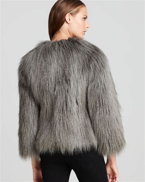 Lyst - Guess Felicia Faux Fur Jacket in Gray