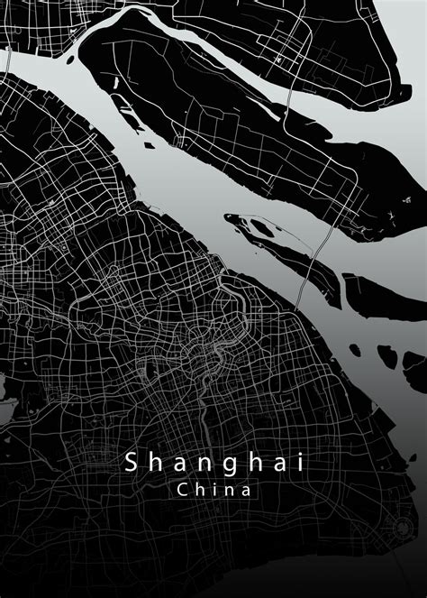 Map of Shanghai China City Map dark ǀ Maps of all cities and countries ...