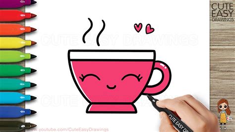 How to Draw a Tea Cup | Cute Tea Cup Drawing Easy - YouTube