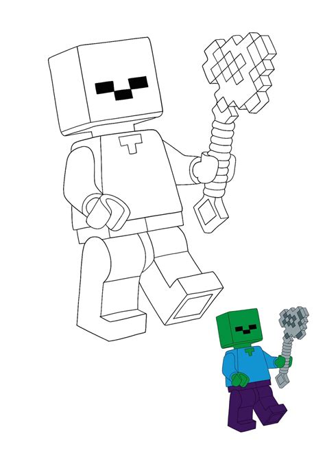 Minecraft Lego Zombie Coloring Pages - 2 Free Coloring Sheets (2021)