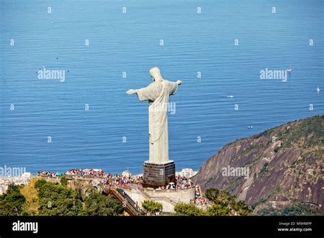 Aerial point of view of the Christ the Redeemer, Cristo Redentor, is an ...