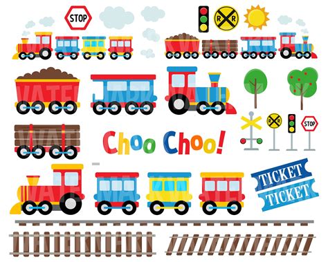 Train Clipart, Train Illustration, Graphic Kit, Simple Scrapbook, Train ...