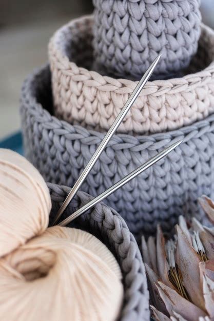 Free Photo | Knitting wool thread close up