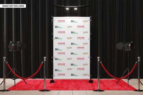 Premium PSD | Step and repeat backdrop banner with red carpet mockup