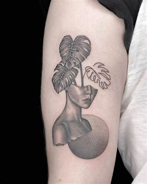 Monstera growing from a woman arm tattoo by @maya_mysteria_tattooartist | Arm tattoos for women ...