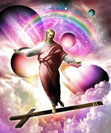 Jesus In Space Digital Art by Random Galaxy - Pixels