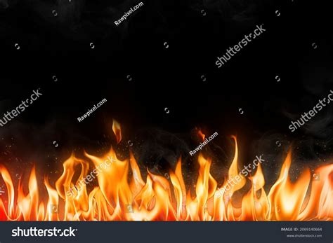 Flame Border Background Black Realistic Fire Stock Photo 2069140664 ...