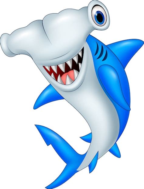 Cartoon hammerhead shark Vector | Premium Download
