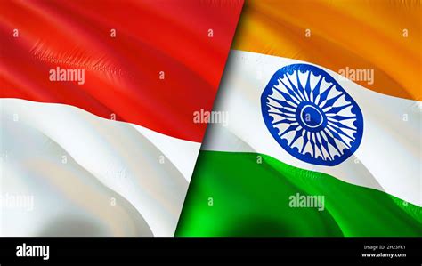 Indonesia and India flags. 3D Waving flag design. Indonesia India flag ...