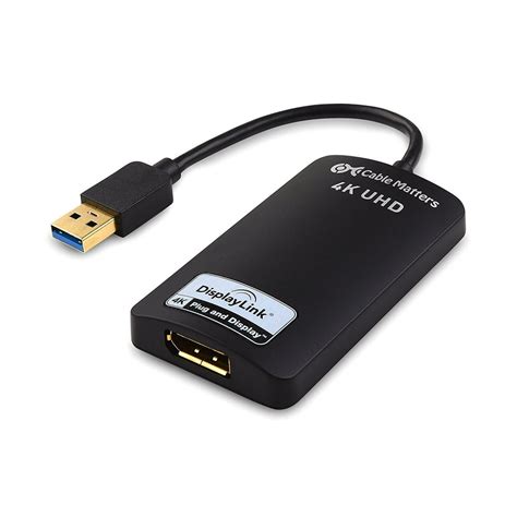 Cable Matters USB 3.0 to DisplayPort Adapter Supporting 4K Resolution ...