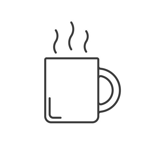 Steaming mug linear icon. Teacup thin line illustration. Hot steaming ...