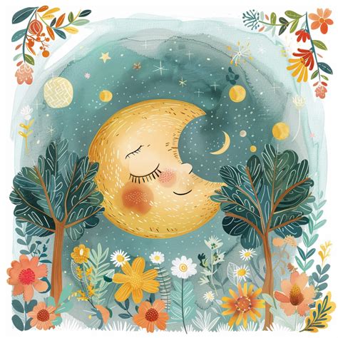 Storybook Smiling Full Moon Art Free Stock Photo - Public Domain Pictures