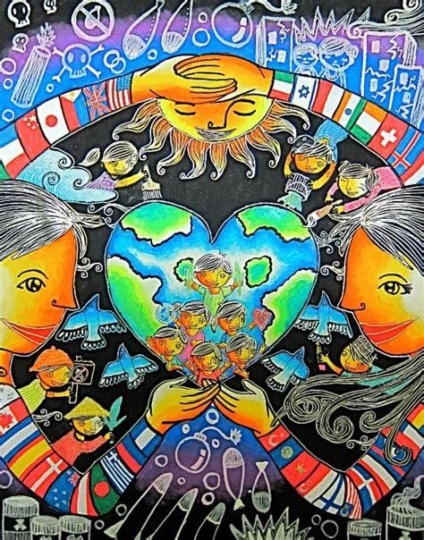 Art for Peace Contest: A World With Unity And Love, A World ... Peace Drawing, Save Energy ...