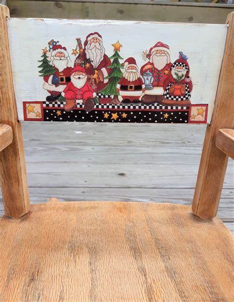 Vintage Childs Rocking Chair With Santa Claus Seat Back 370 - Etsy