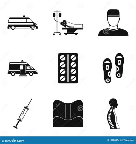 Medical Procedure Icons Set, Simple Style Stock Vector - Illustration of accessories, people ...