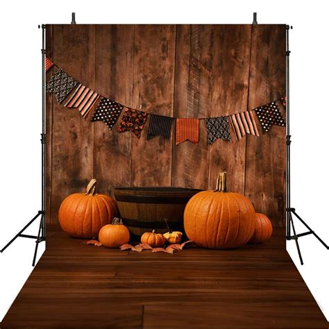 halloween theme photo booth backdrop wood floor 6x8 backdrop for picture Pumpkin Lantern ...