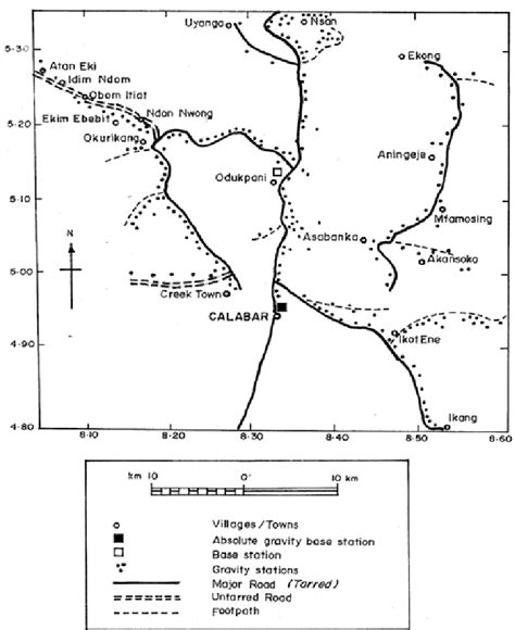 Gravity Station Location Map Showing Gravity Stations. | Download ...