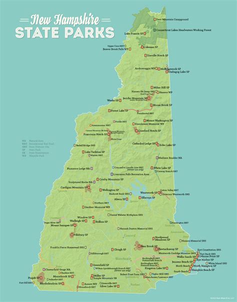 New Hampshire State Parks Map 11x14 Print - Best Maps Ever