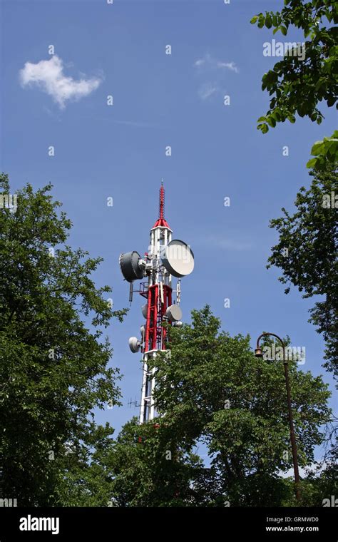 Television broadcast antenna tower. Television tower Stock Photo - Alamy