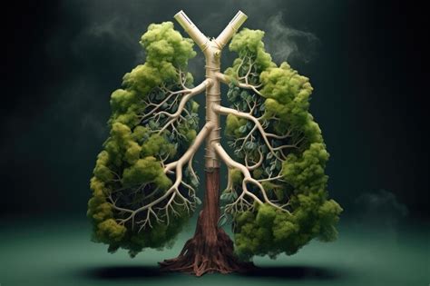 Premium AI Image | Green tree shaped lung visuals medical imagery autopsy 3D exhibit and animals ...