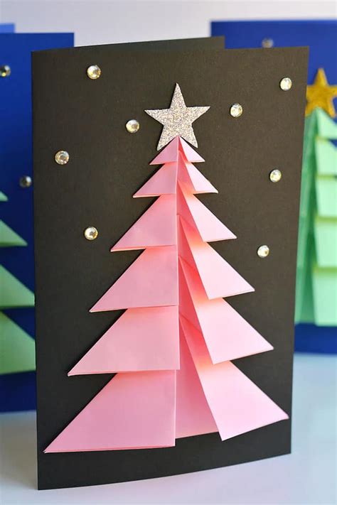 Christmas Tree Card | Easy 3D Paper Tree Card - One Little Project