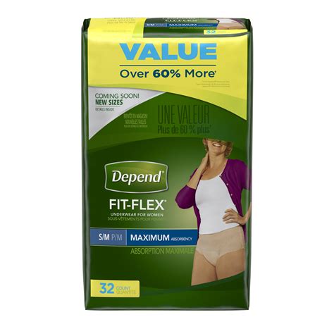 Depend FIT-FLEX Incontinence Underwear for Women, Maximum Absorbency, S/M, 32 Count - Walmart.com