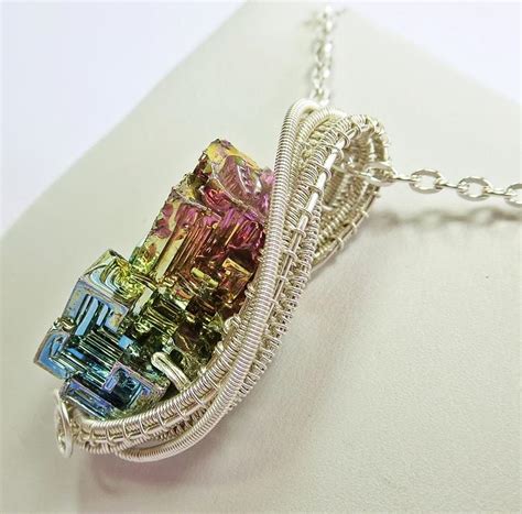 Woven Bismuth Crystal Necklace in Silver - BSMTH49 Jewelry by Heather Jordan - Fine Art America