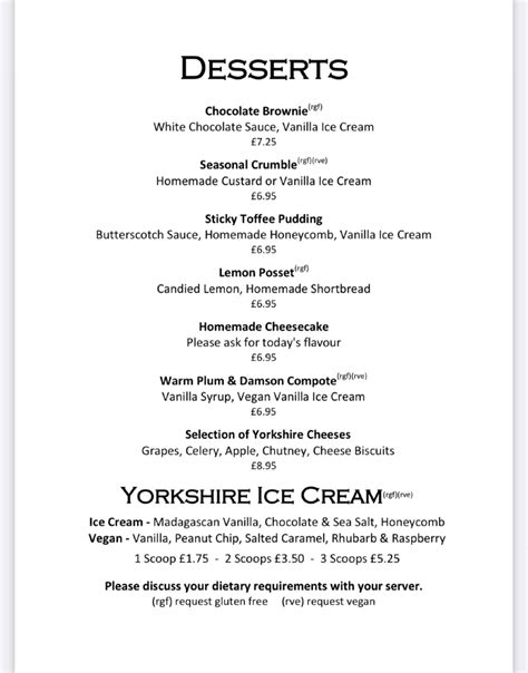 The Station Hotel Harrogate's full menu online