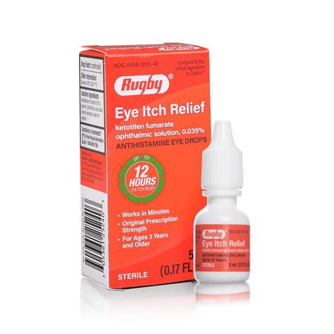 Rugby Eye Itch Relief Ketotifen Ophthalmic Solution 0.025% 5 mL — Mountainside Medical Equipment