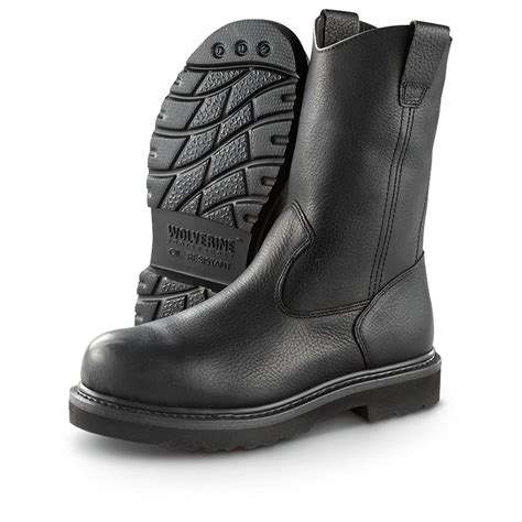 Men's Wolverine® 10" Work Wellington Steel Toe Boots, Black - 590587, Work Boots at Sportsman's ...