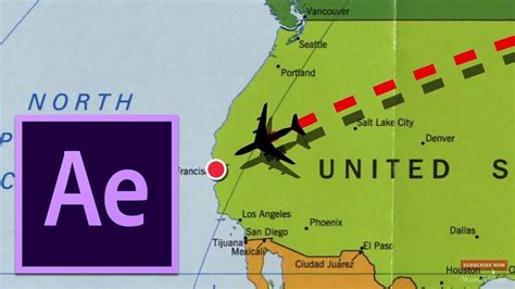 Adobe After Effects Tutorial | Flight Path Animation template on the Map | Adobe after effects ...