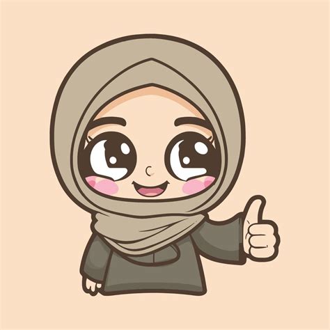 Muslim Girl with Cute and adorable in hijab. Illustration of a young girl in Smile dress Hijab ...