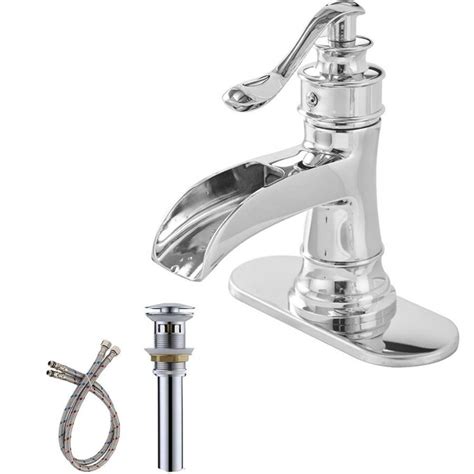 KINWELL Chrome 1-Handle Single Hole/4-in Centerset Bathroom Sink Faucet ...