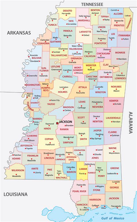 Mississippi Counties Map | Mappr