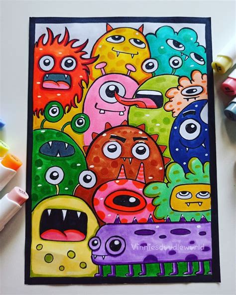 Monsters 🤩 | Markers drawing ideas, Doodle art designs, Art drawings for kids