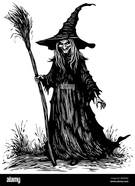 Old Witch Black and White Stock Vector Image & Art - Alamy