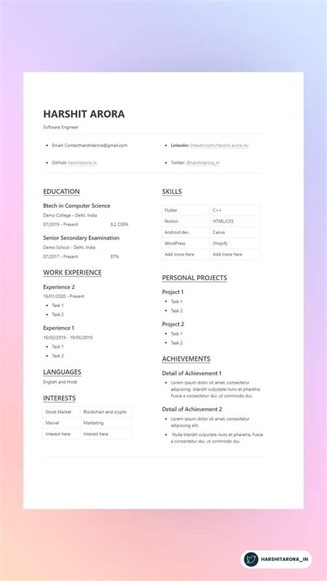 Resume Notion Template