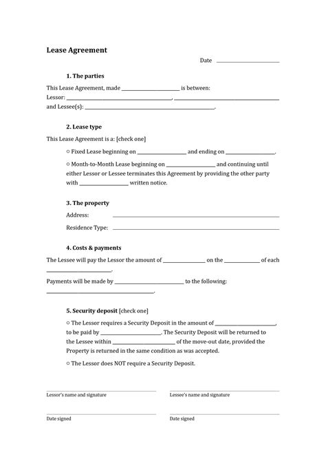 Simple Lease Agreement Template