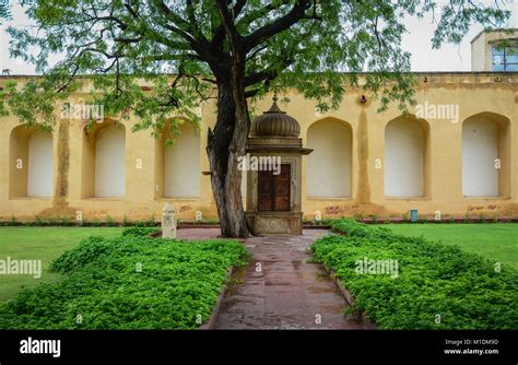 Ancient palace with garden at summer day in Jaipur, India Stock Photo ...