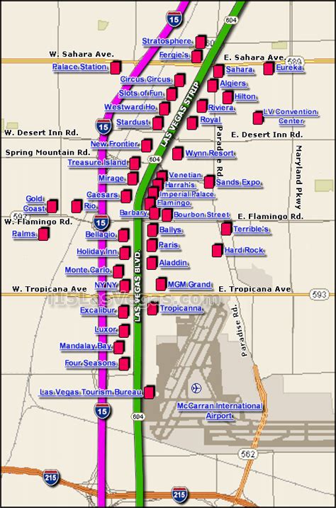 maps of dallas: Map of Las Vegas Strip