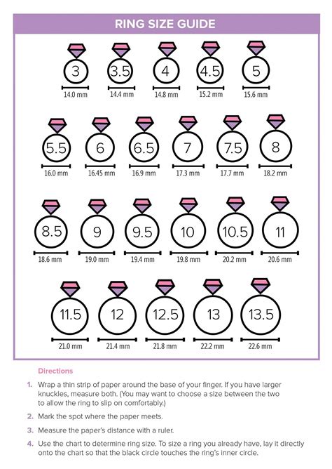 Printable PDF Printable Ring Size Chart