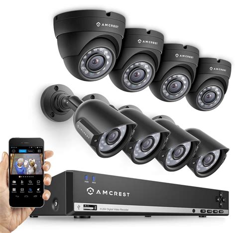 This is an AMCREST 8CH DVR Security Camera System with 1TB Hard Drive. Includes 8 Outdoor CCTV ...